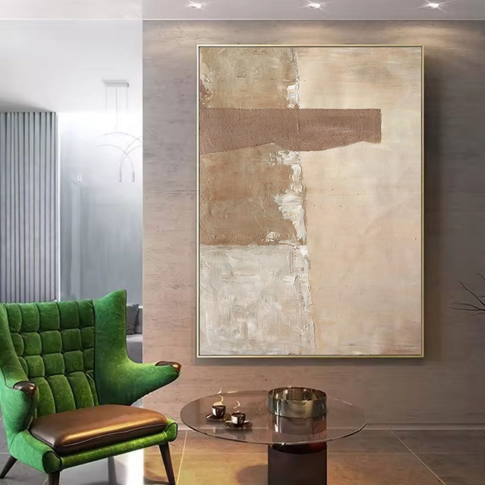 Large Abstract Handmade Painting Brown Texture Medieval Style Abstract Wall Art  Wabi-sabi Modern Home Living Room Decor