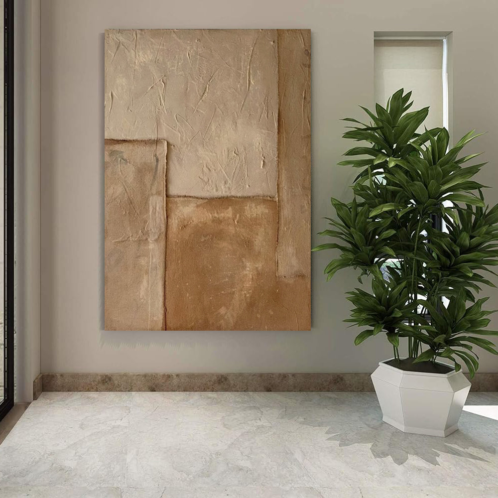 Large Abstract Handmade Painting Brown Texture Medieval Style Abstract Wall Art  Wabi-sabi Modern Home Living Room Decor