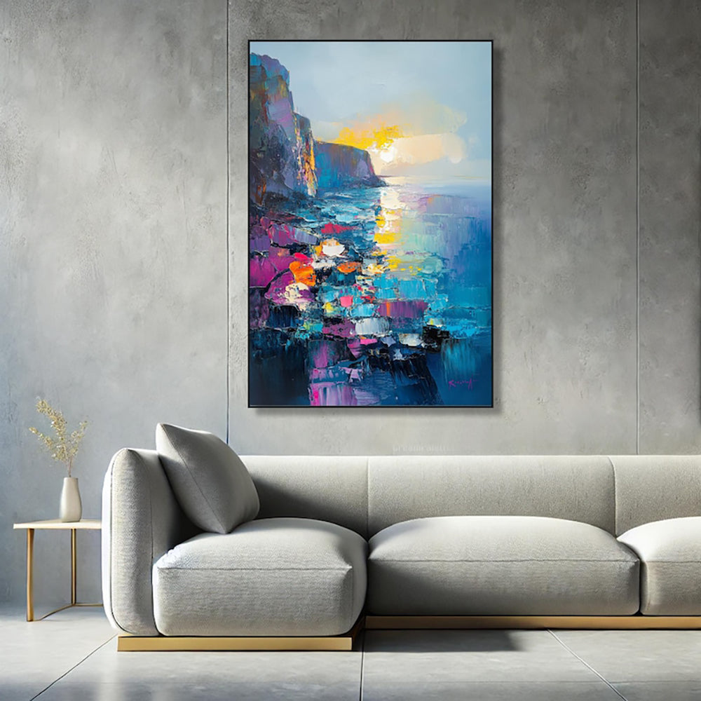 Handmade Oil Painting Canvas Wall Art Decoration Abstract Mediterranean Scenery Pictures For Home Decor Rolled Frameless Unstretched Painting