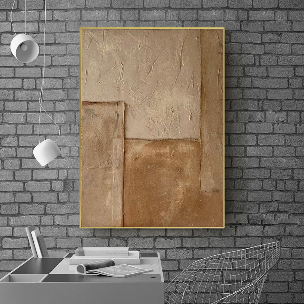 Large Abstract Handmade Painting Brown Texture Medieval Style Abstract Wall Art  Wabi-sabi Modern Home Living Room Decor