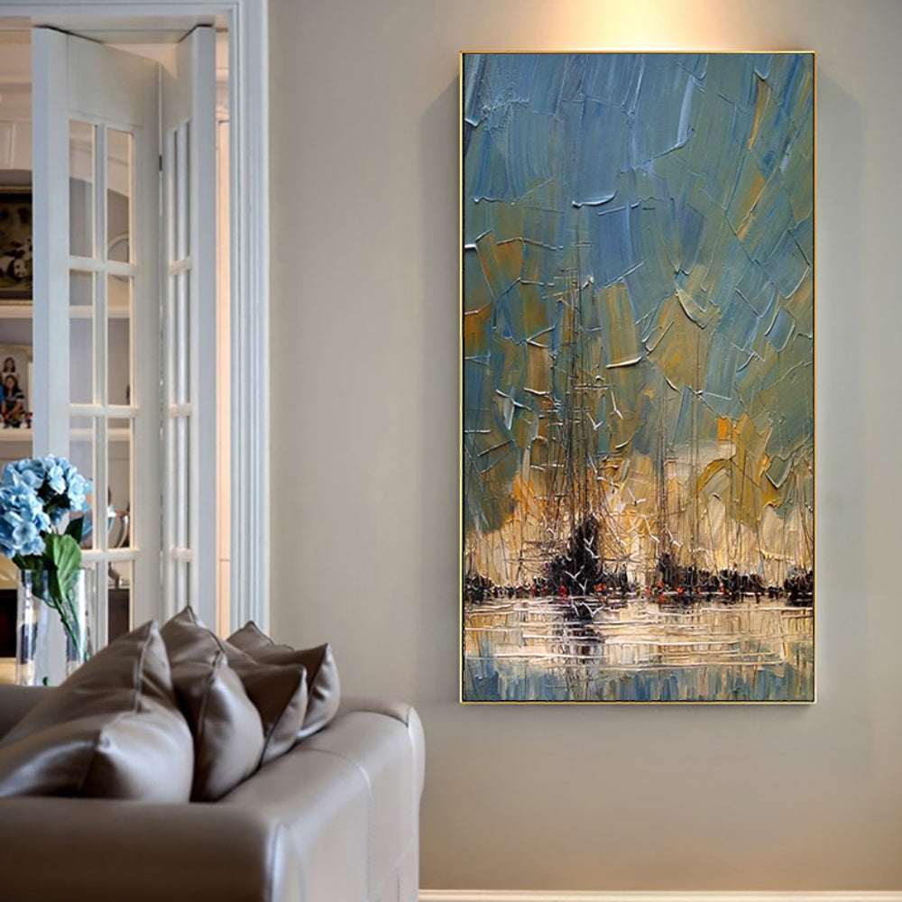 Vintage Pirate Ship In The Sea Canvas Painting Black Sailing Ship Hand Painted Oil Painting Home Decor Living Room Wall Art Decor
