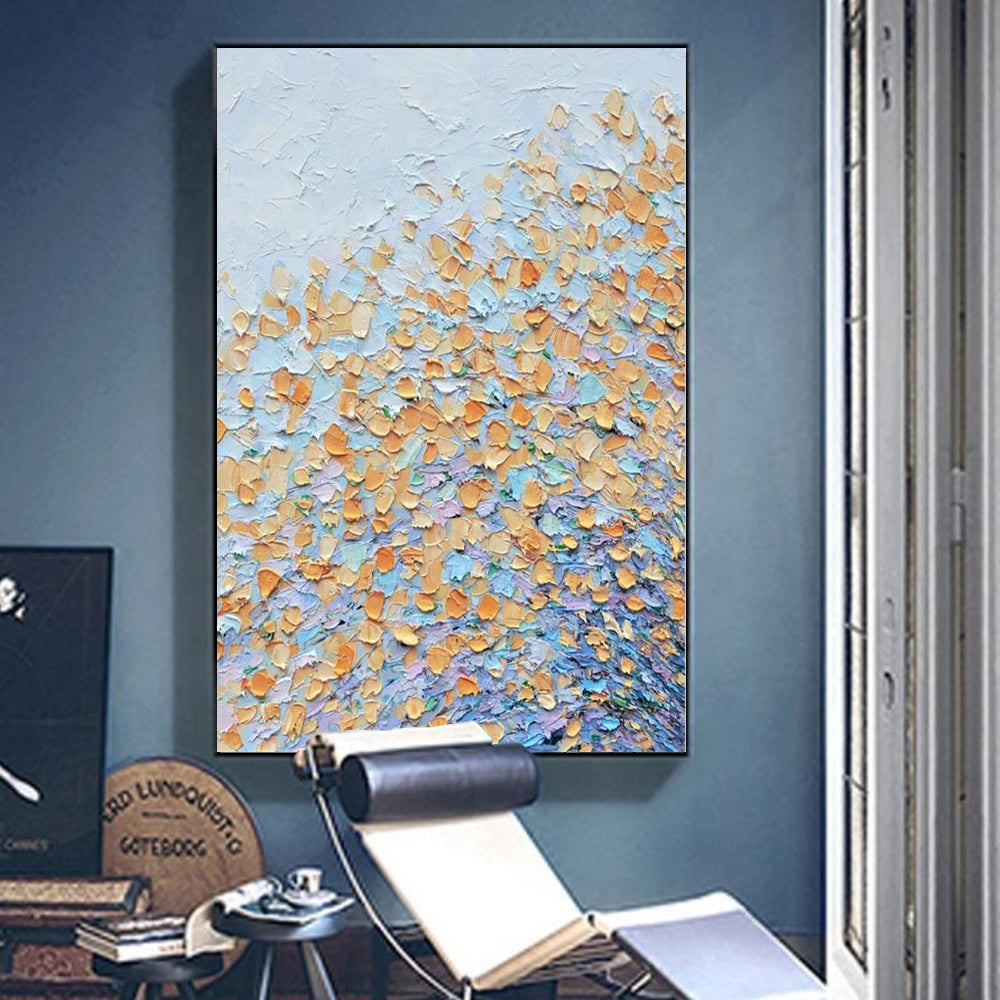 Handpainted Abstract Color Block Oil Painting Canvas Handmade Floral  Modern Wall Art Home Decor Artwork Frameless Picture
